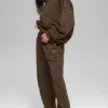 Çizgili Kapüşonlu Sweatshirt - Espresso Çizgili