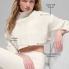 Kablo Örgü Kısa Kesim Winter Bliss Balıkçı Yaka Uzun Kollu - Fildişi