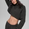 Kablo Örgü Kısa Kesim Winter Bliss Balıkçı Yaka Uzun Kollu - Koyu Heather