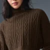 Kablo Örgü Kısa Winter Bliss Balıkçı Yaka Uzun Kollu - Espresso
