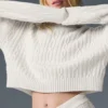 Kablo Örgü Winter Bliss Kapüşonlu Kapüşonlu Sweatshirt - Fildişi