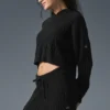 Kablo Örgü Winter Bliss Kapüşonlu Kapüşonlu Sweatshirt - Siyah