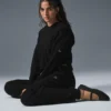 Kablo Örgü Winter Bliss Kapüşonlu Kapüşonlu Sweatshirt - Siyah