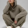 Kablo Örgü Winter Bliss Kapüşonlu Sweatshirt - Açık Kakao