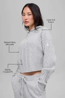 Kablo Örgü Winter Bliss Kapüşonlu Sweatshirt – Atletik Heather Gri