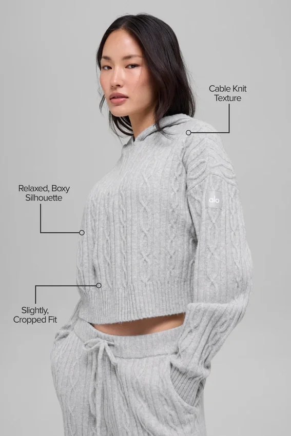 Kablo Örgü Winter Bliss Kapüşonlu Sweatshirt - Atletik Heather Gri