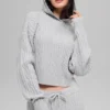 Kablo Örgü Winter Bliss Kapüşonlu Sweatshirt - Atletik Heather Gri