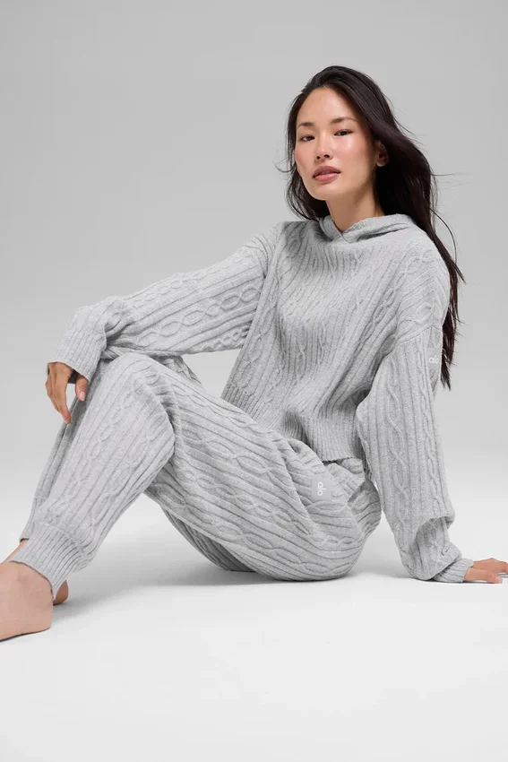 Kablo Örgü Winter Bliss Kapüşonlu Sweatshirt - Atletik Heather Gri