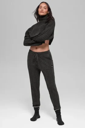 Kablo Örgü Winter Bliss Pantolon – Koyu Melanj Gri