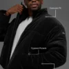 Kadife Stage Puffer - Siyah