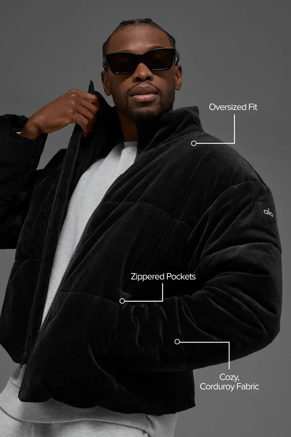 Kadife Stage Puffer - Siyah