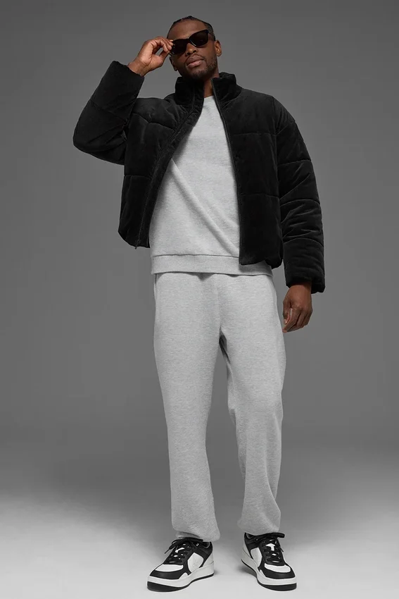 Kadife Stage Puffer - Siyah