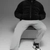 Kadife Stage Puffer - Siyah