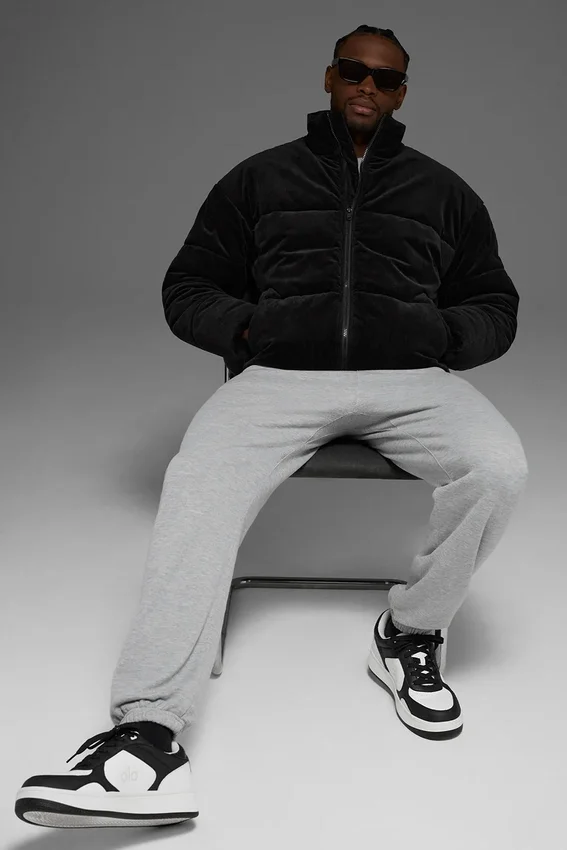 Kadife Stage Puffer - Siyah