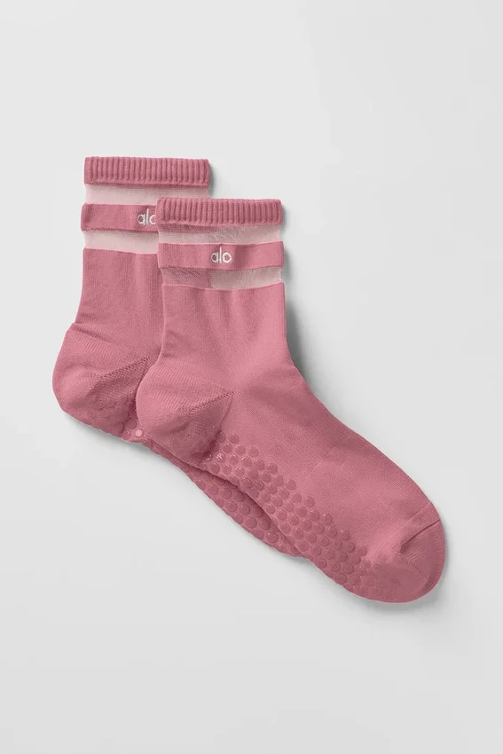 Kadın Pulse Grip Çorap - Pembe Yabani Gül