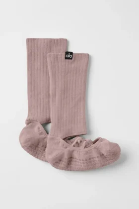 Kadın Strappy Siren Grip Çorap - Taupe