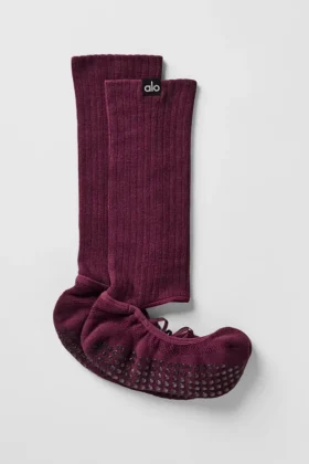 Kadınlar için Askılı Siren Grip Çorap - Bordo