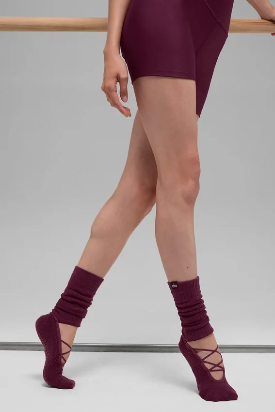 Kadınlar için Askılı Siren Grip Çorap - Bordo