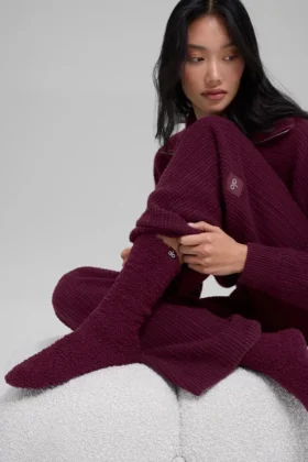 Kadınlar İçin Plush Lush Çorap – Bordo