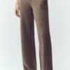 Kaşmir High-Waist Northstar Düz Paça Pantolon - Alpine Cocoa Heather