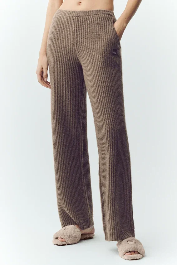 Kaşmir High-Waist Northstar Düz Paça Pantolon - Alpine Cocoa Heather