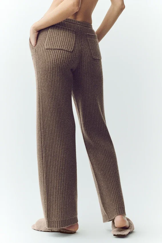 Kaşmir High-Waist Northstar Düz Paça Pantolon - Alpine Cocoa Heather