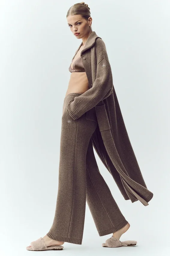 Kaşmir High-Waist Northstar Düz Paça Pantolon - Alpine Cocoa Heather