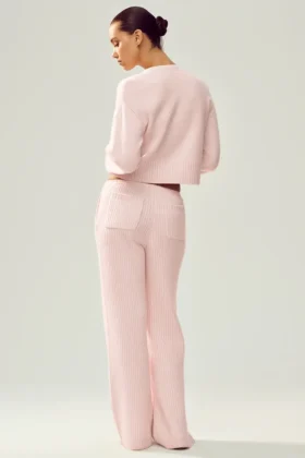 Kaşmir High-Waist Northstar Düz Paça Pantolon – Buzlu Pembe