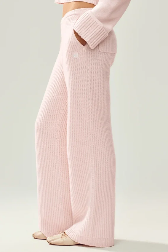 Kaşmir High-Waist Northstar Düz Paça Pantolon - Buzlu Pembe