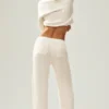 Kaşmir High-Waist Northstar Düz Paça Pantolon - Fildişi
