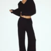 Kaşmir High-Waist Northstar Düz Paça Pantolon - Siyah