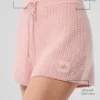 Kaşmir High-Waist Peluş Waffle Şort - Pembe Kuvars