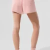 Kaşmir High-Waist Peluş Waffle Şort - Pembe Kuvars