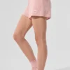 Kaşmir High-Waist Peluş Waffle Şort - Pembe Kuvars