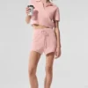 Kaşmir High-Waist Peluş Waffle Şort - Pembe Kuvars