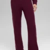Kaşmir High-Waist Peluş Waffle Pantolon - Bordo