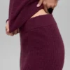 Kaşmir High-Waist Peluş Waffle Pantolon - Bordo