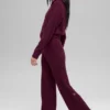 Kaşmir High-Waist Peluş Waffle Pantolon - Bordo