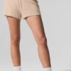 Kaşmir High-Waist Plüş Waffle Şort - Macadamia Blush