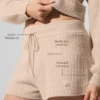 Kaşmir High-Waist Plüş Waffle Şort - Macadamia Blush