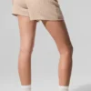 Kaşmir High-Waist Plüş Waffle Şort - Macadamia Blush