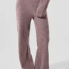 Kaşmir High-Waist Tüylü Waffle Pantolon - Mantar Grisi