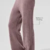 Kaşmir High-Waist Tüylü Waffle Pantolon - Mantar Grisi