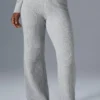 Kaşmir High-Waist Yumuşacık Waffle Pantolon - Atletik Melanj Gri