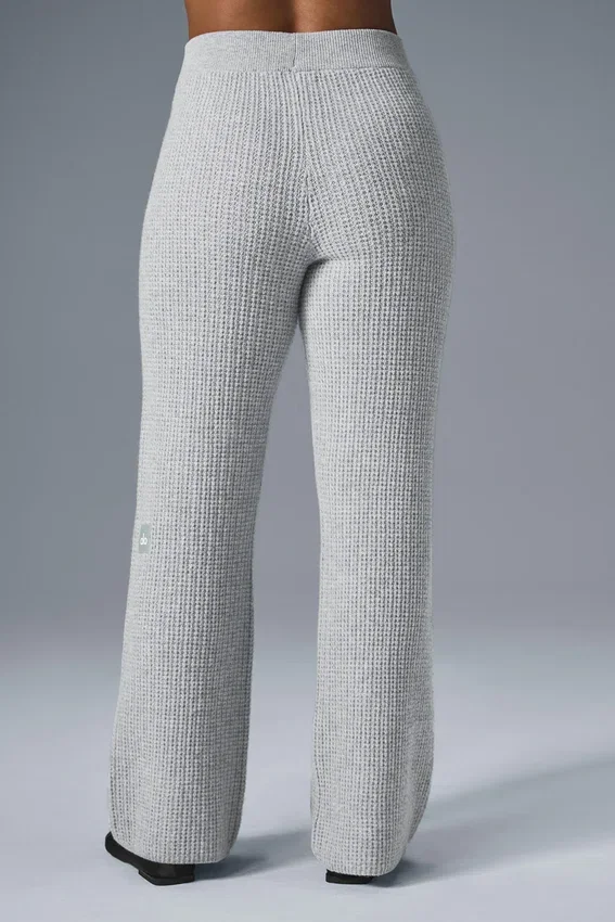 Kaşmir High-Waist Yumuşacık Waffle Pantolon - Atletik Melanj Gri