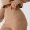 Kaşmir High-Waist Yumuşacık Waffle Pantolon - Kavrulmuş Badem