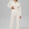 Kaşmir High-Waist Yumuşak Waffle Pantolon - Fildişi