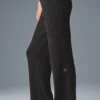 Kaşmir High-Waist Yumuşak Waffle Pantolon - Koyu Melanj Gri