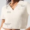 Kaşmir Peluş Waffle Polo Tişört - Fildişi