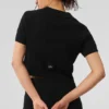 Kaşmir Peluş Waffle Polo Tişört - Siyah